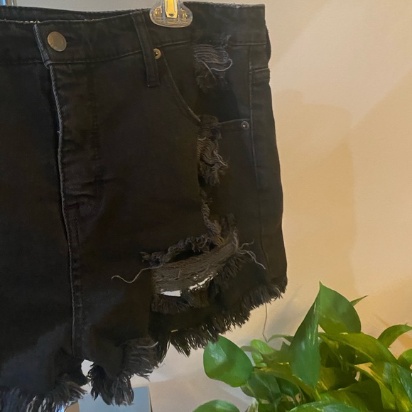 Black High Waisted Jean Shorts - Picture 3 of 7